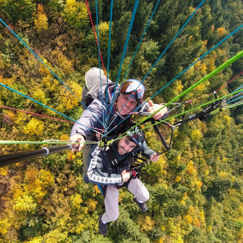 Aerial view of Brasov from paragliding altitude